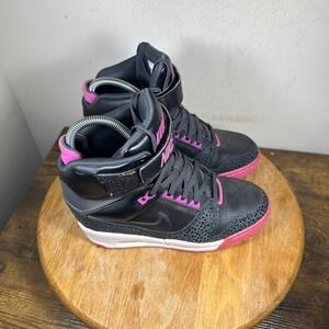 Nike Dunk Sky High Wedge Black Pink Safari Print Sneakers 599410-001 Womens 8